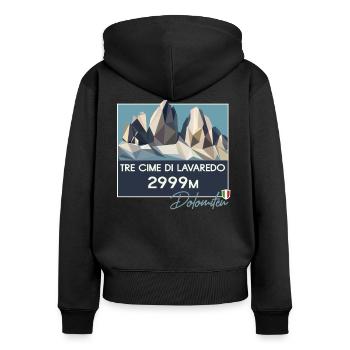 Drei Zinnen Tre Cime Dolomites E5 Tyrol du Sud Retro - Sweat à capuche zippé Premium bio Femme - noir - Dos - Julia (174cm)