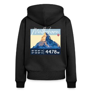 Matterhorn Zermatt Schweizer Berg Retro Low Poly - Women's Premium Organic Zip Hoodie - black - Back - Julia (174cm)