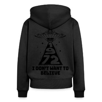 Vintage 1972 50 Years Anniversary Flying Saucer - Women's Premium Organic Zip Hoodie - black - Back - Julia (174cm)