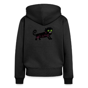 Seltsam - Frauen Premium Bio Zip Hoodie - Schwarz - Hinten - Julia (174cm)