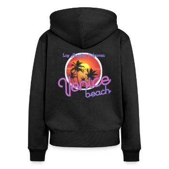 Venice - Women's Premium Organic Zip Hoodie - black - Back - Julia (174cm)