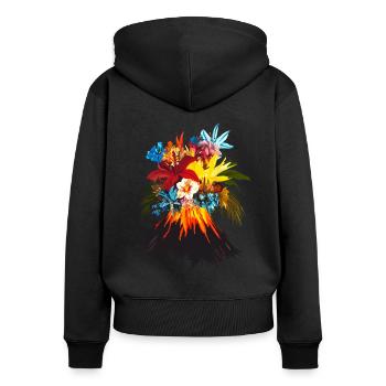 Vulkan Blumen bunt - Frauen Premium Bio Zip Hoodie - Schwarz - Hinten - Julia (174cm)