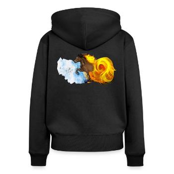 Fire and Ice - Icelandic Horses Art - Women's Premium Organic Zip Hoodie - black - Back - Julia (174cm)