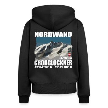 Großglockner 3798 Kärnten Austria Österreich Berg - Frauen Premium Bio Zip Hoodie - Schwarz - Hinten - Julia (174cm)