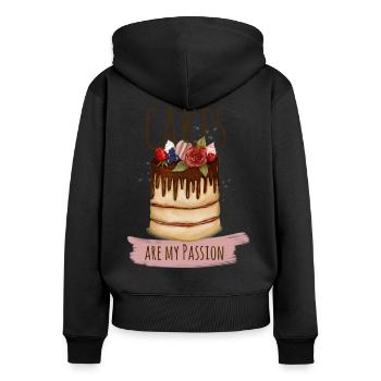 Kuchen backen aus Passion - Konditorin - Frauen Premium Bio Zip Hoodie - Schwarz - Hinten - Julia (174cm)