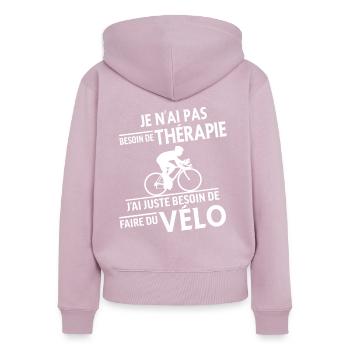 Thérapie - Faire Du Vélo - Sweat à capuche zippé Premium bio Femme - rose poudré - Dos - Julia (174cm)