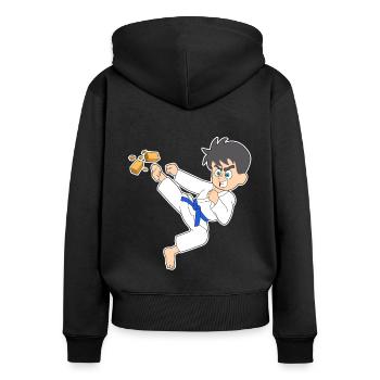Karate Comic Junge Kick Fun Shirt Kinder Geschenk - Frauen Premium Bio Zip Hoodie - Schwarz - Hinten - Julia (174cm)