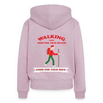 Randonnée - Marche - Sweat à capuche zippé Premium bio Femme - rose poudré - Dos - Julia (174cm)