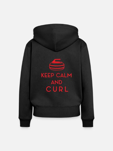 Curling - Frauen Premium Bio Zip Hoodie - Schwarz