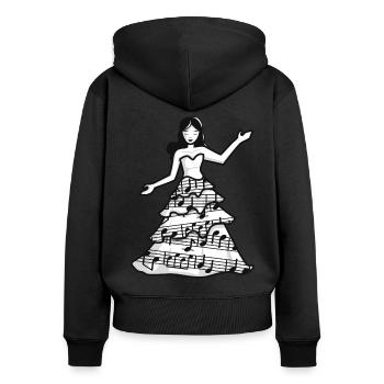 Tänzerin im Pianokleid - Frauen Premium Bio Zip Hoodie - Schwarz - Hinten - Julia (174cm)