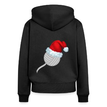 Weihnachen Wolle Stricken Witzig Shirt Geschenk - Frauen Premium Bio Zip Hoodie - Schwarz - Hinten - Julia (174cm)