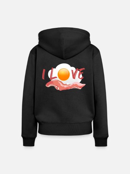 Schinken mit Ei - Frühstück - Frauen Premium Bio Zip Hoodie - Schwarz