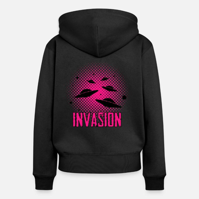Alien - Ufo - Aliens - Sweat à capuche zippé Premium bio Femme - noir