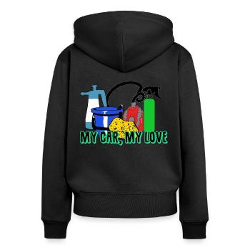 Car - Car Love - Car Washing - Women's Premium Organic Zip Hoodie - black - Back - Julia (174cm)