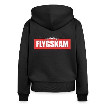 Flygskam - cendres volantes - environnement - Sweat à capuche zippé Premium bio Femme - noir - Dos - Julia (174cm)