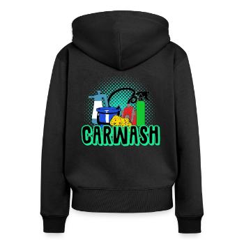 Car washing - Women's Premium Organic Zip Hoodie - black - Back - Julia (174cm)