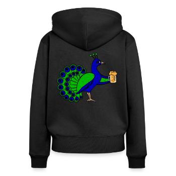 Pfau Bier Bierkrug Lustig Party Feier Geschenk - Frauen Premium Bio Zip Hoodie - Schwarz - Hinten - Julia (174cm)