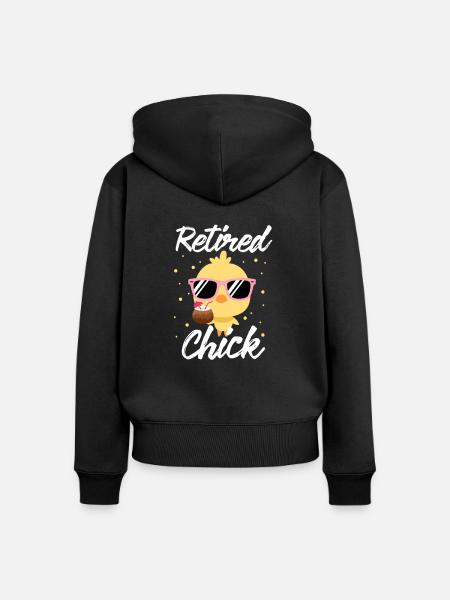 Huhn Rentnerin - Frauen Premium Bio Zip Hoodie - Schwarz