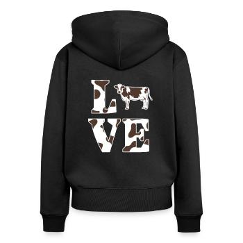 vache - Sweat à capuche zippé Premium bio Femme - noir - Dos - Julia (174cm)
