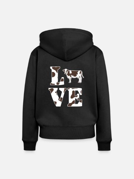 Kuh - Frauen Premium Bio Zip Hoodie - Schwarz