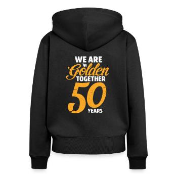 Goldene Hochzeit Hochzeitstag Hochzeitsjubiläum - Frauen Premium Bio Zip Hoodie - Schwarz - Hinten - Julia (174cm)