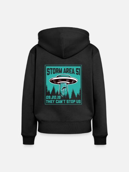 Storm Area 51 - Frauen Premium Bio Zip Hoodie - Schwarz