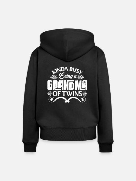 Oma Zwillinge - Frauen Premium Bio Zip Hoodie - Schwarz