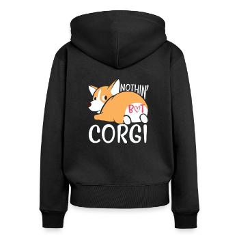 Corgi - Sweat à capuche zippé Premium bio Femme - noir - Dos - Julia (174cm)