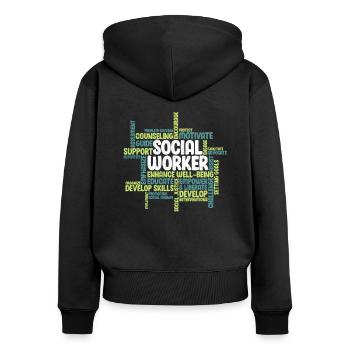 Social Worker Social Worker Social Pedagogue - Women's Premium Organic Zip Hoodie - black - Back - Julia (174cm)