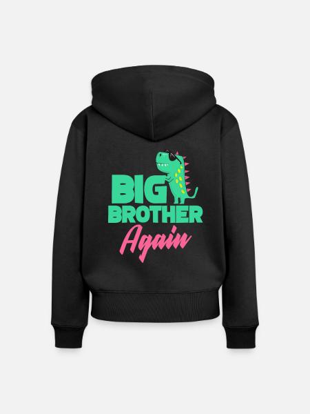 Grosser Bruder - Frauen Premium Bio Zip Hoodie - Schwarz