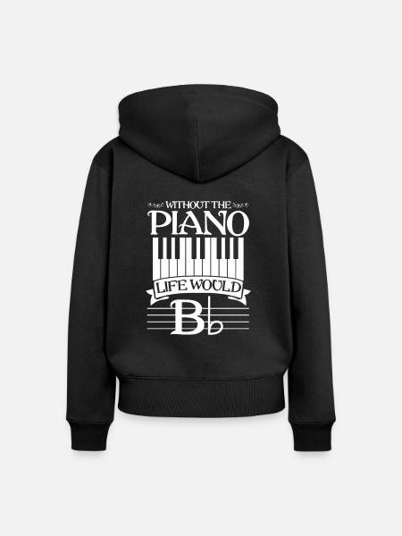 Piano - Frauen Premium Bio Zip Hoodie - Schwarz
