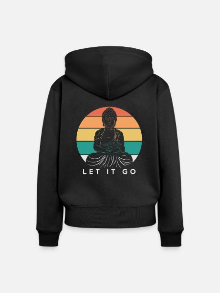 Buddha - Frauen Premium Bio Zip Hoodie - Schwarz