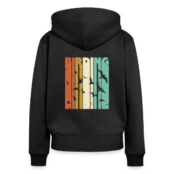 Vogelbeobachtung Vogelbeobachter Vogel Vögel - Frauen Premium Bio Zip Hoodie - Schwarz - Hinten - Julia (174cm)