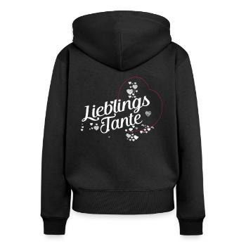 Lieblingstante Lieblings Tante Herz rot - Frauen Premium Bio Zip Hoodie - Schwarz - Hinten - Julia (174cm)