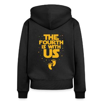Schwangerschaft - Frauen Premium Bio Zip Hoodie - Schwarz - Hinten - Julia (174cm)