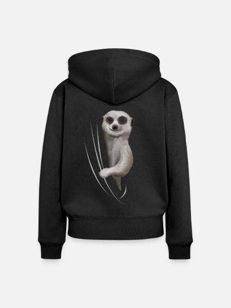 Erdmännchen Erdmännchenliebhaber Geschenk - Frauen Premium Bio Zip Hoodie - Schwarz