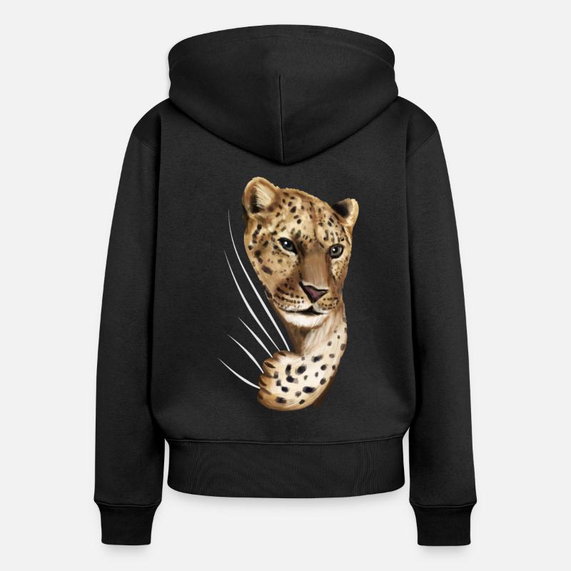 Leopard leopard leopard lover gift - Women's Premium Organic Zip Hoodie - black