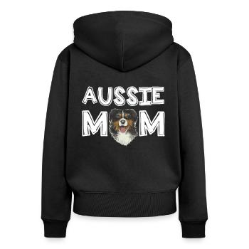 Cadeau de maman australienne berger australien - Sweat à capuche zippé Premium bio Femme - noir - Dos - Julia (174cm)