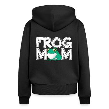 Frog Mom Mother's Day Gift Frog Mom Ladies - Women's Premium Organic Zip Hoodie - black - Back - Julia (174cm)