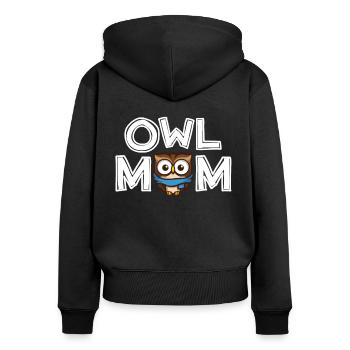 Chouette maman cadeau fête des mères chouette maman dames - Sweat à capuche zippé Premium bio Femme - noir - Dos - Julia (174cm)