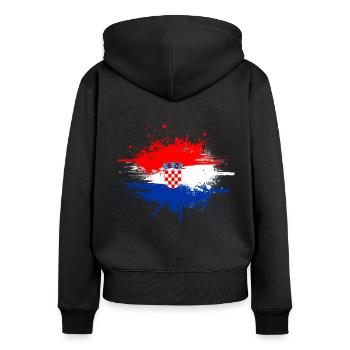 Kroatien - Frauen Premium Bio Zip Hoodie - Schwarz - Hinten - Julia (174cm)