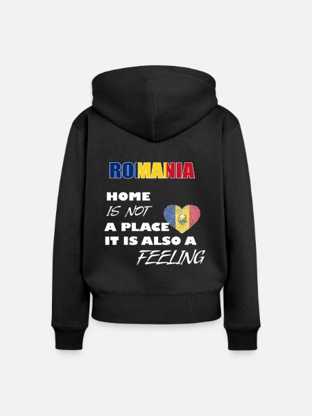Rumänien - Frauen Premium Bio Zip Hoodie - Schwarz