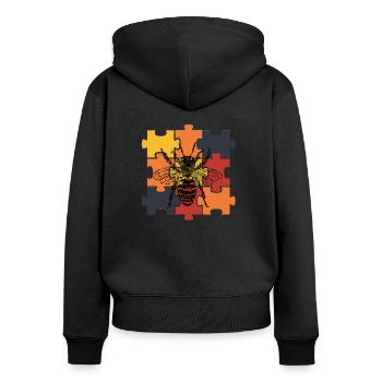 abeille - Sweat à capuche zippé Premium bio Femme - noir - Dos - Julia (174cm)