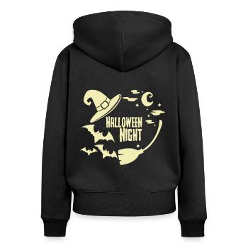 Halloween - Frauen Premium Bio Zip Hoodie - Schwarz - Hinten - Julia (174cm)