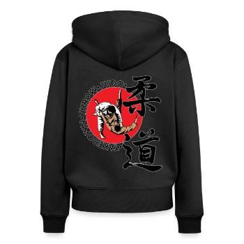 Judo Kampfkunst Kampfsport Geschenk - Frauen Premium Bio Zip Hoodie - Schwarz - Hinten - Julia (174cm)