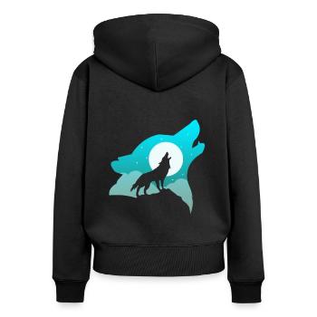 Wolf - Women's Premium Organic Zip Hoodie - black - Back - Julia (174cm)