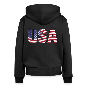 États-Unis - Sweat à capuche zippé Premium bio Femme - noir - Dos - Julia (174cm)