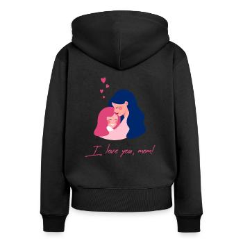 Ich Liebe Dich Mama - Frauen Premium Bio Zip Hoodie - Schwarz - Hinten - Julia (174cm)