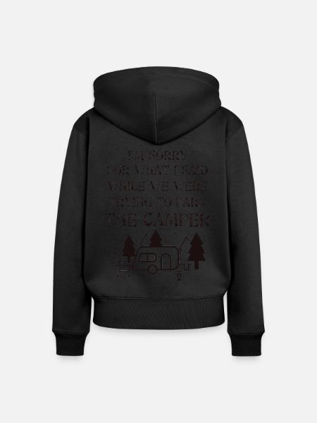 Campingplatz - Frauen Premium Bio Zip Hoodie - Schwarz