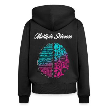 Sclérose en plaques, conscience - Sweat à capuche zippé Premium bio Femme - noir - Dos - Julia (174cm)